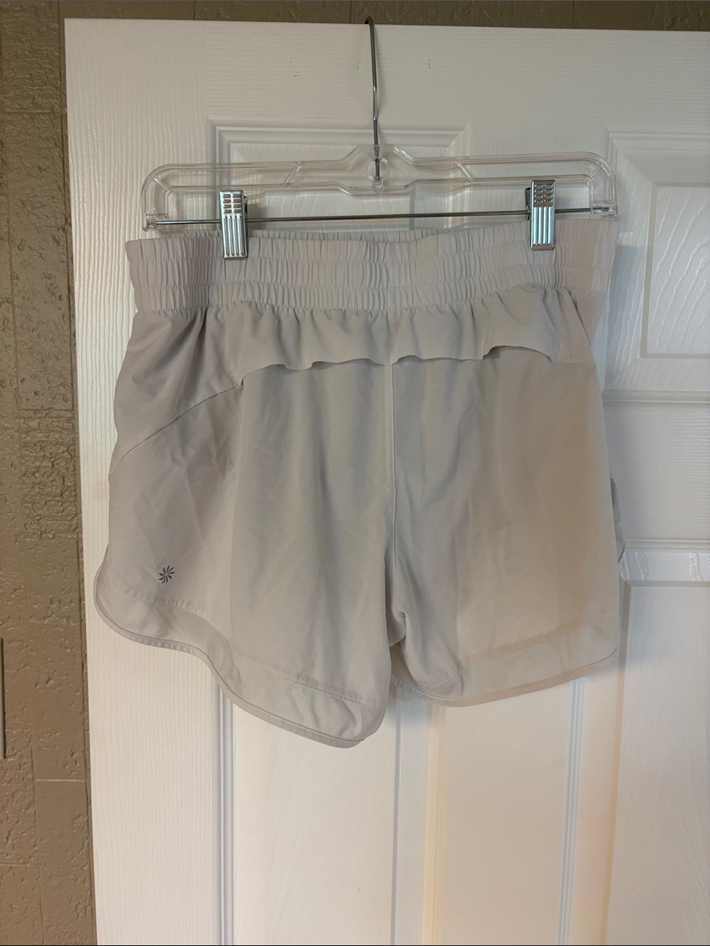 Athleta Beige Elastic-Waist Athletic Shorts